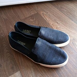 LAUREN RALPH LAUREN Jinny Slip-On Sneaker Size 9.5B Black Textiles Double Goring